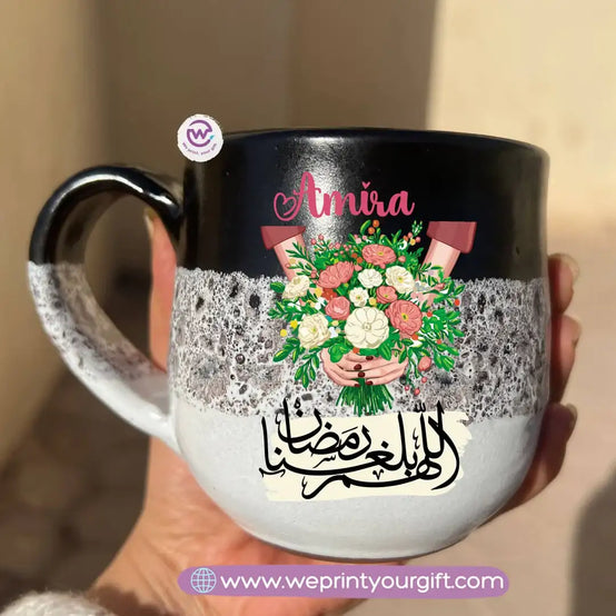 Black & White Handmade Pottery Mug – 350 ml | Ramadan Designs - WE PRINT