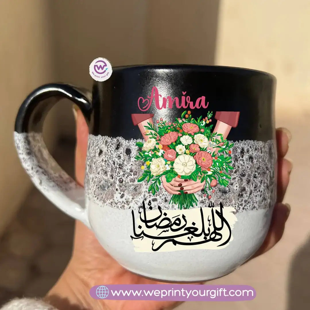 Black & White Handmade Pottery Mug – 350 ml | Ramadan Designs - WE PRINT