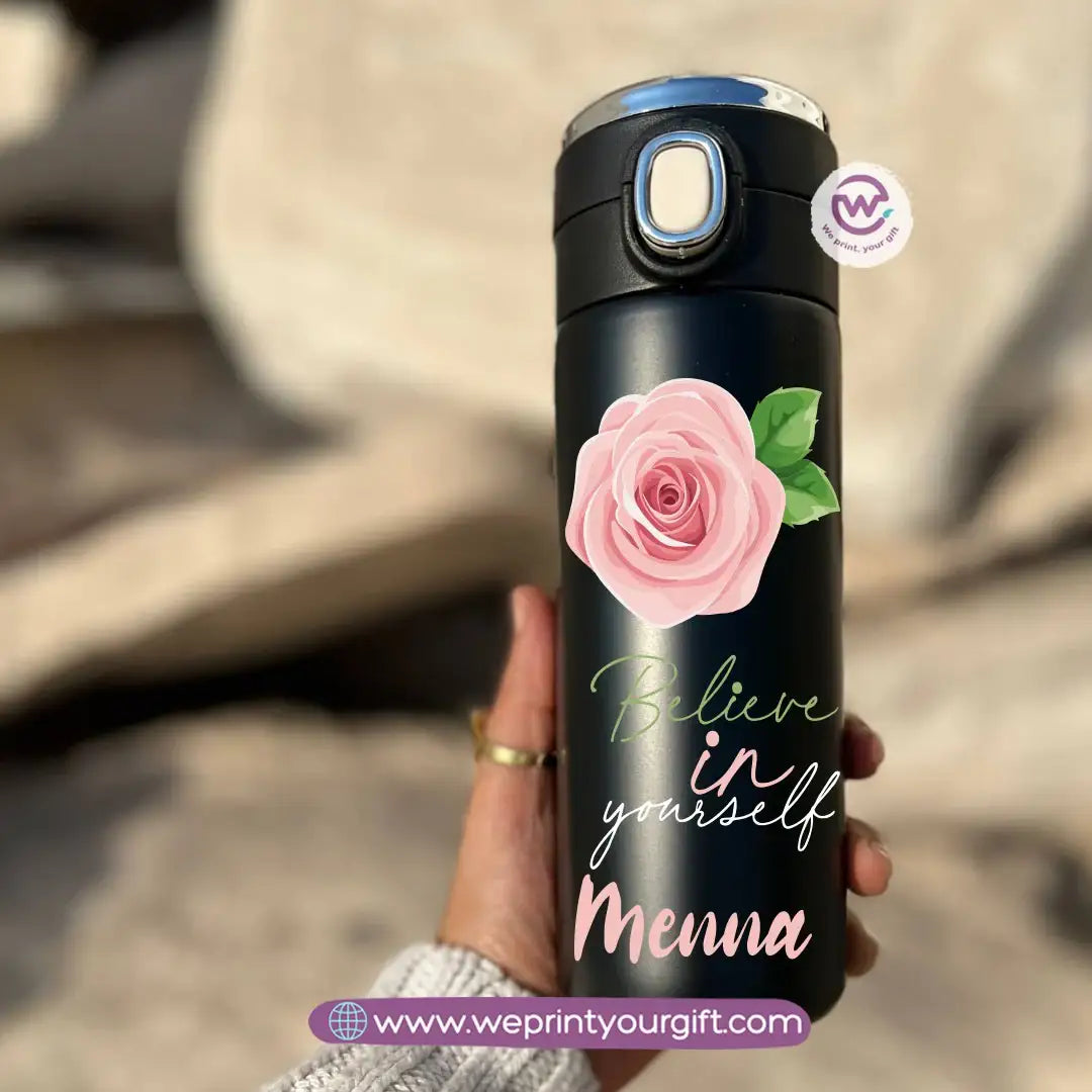Stainless Steel Thermal Mug with Digital Temperature Display – 420ml Floral Designs - WE PRINT