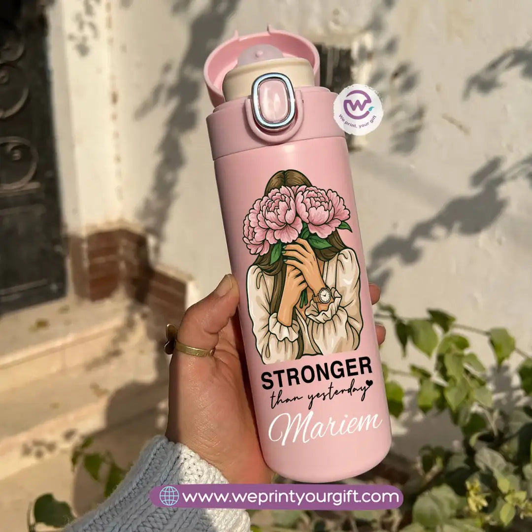 Stainless Steel Thermal Mug with Digital Temperature Display – 420ml - Motivational Floral Designs - WE PRINT