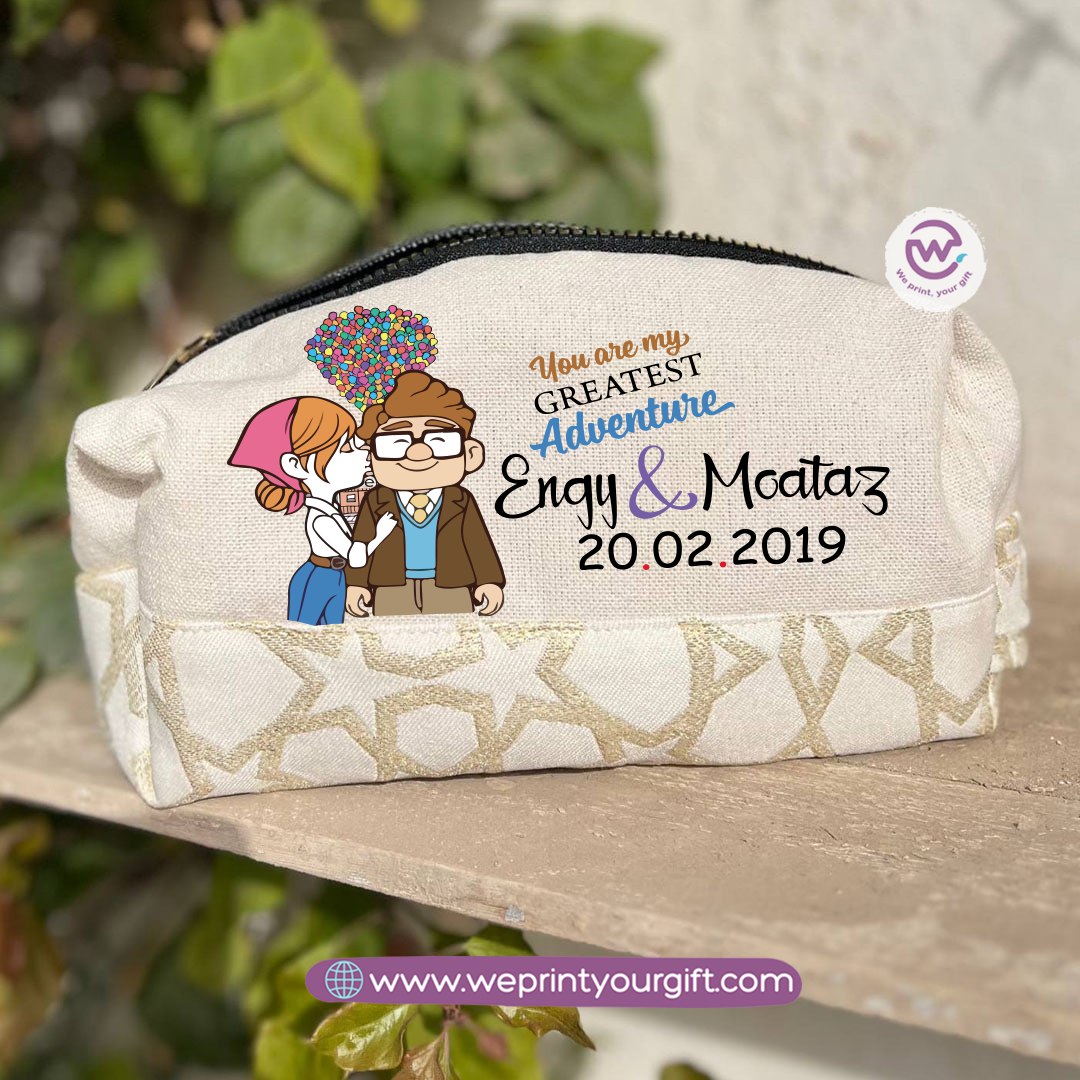 Islamic Pattern Valentine Cartoon UP Boxy Pouch – Cotton Makeup & Pencil Case