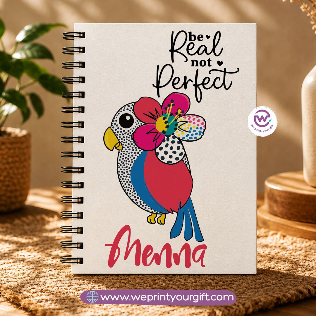Motivational Digital Art Wooden Cover Notebook