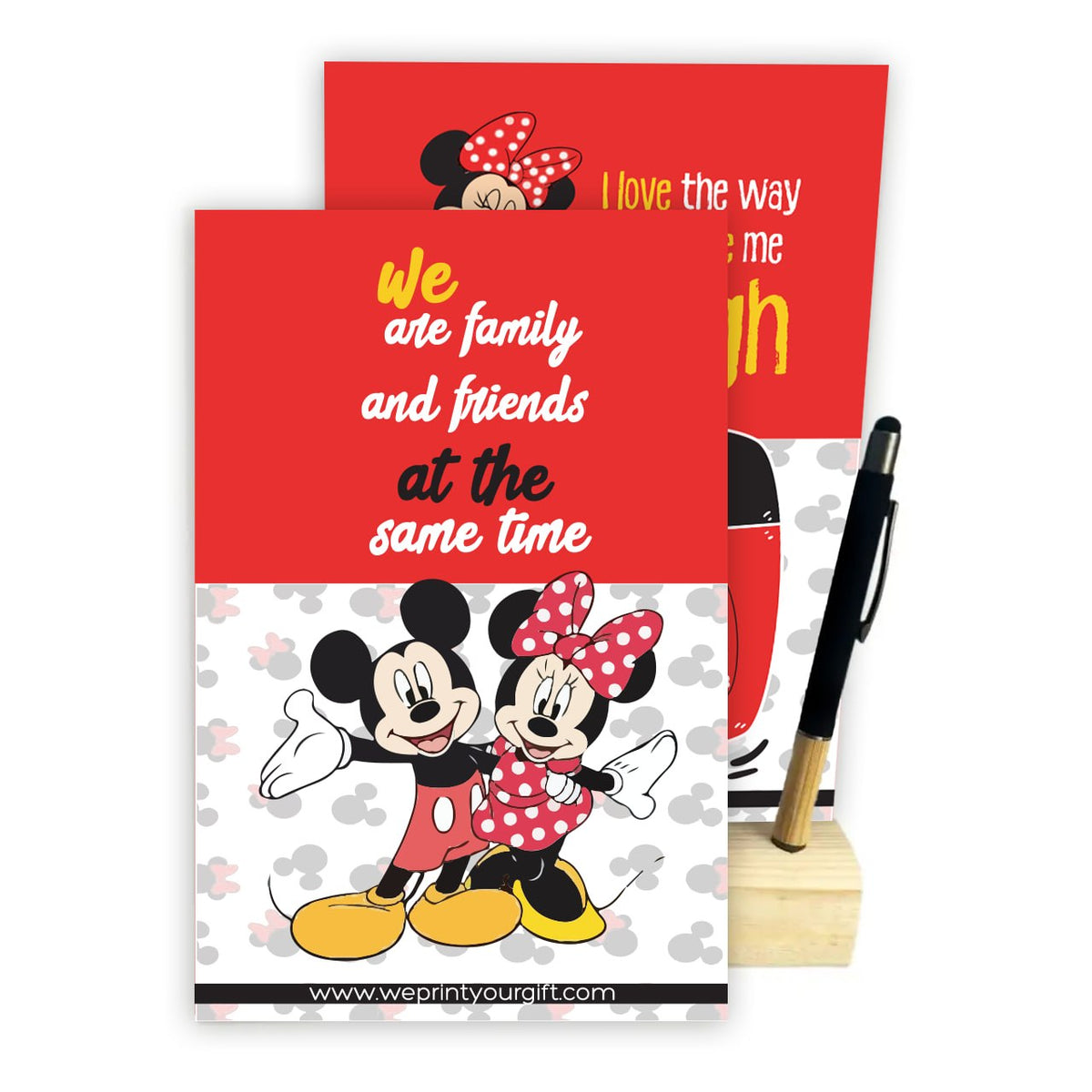 MINNIE MOUSE 2027 Desk Calendar – Cute Monthly Designs with Wooden Stand & Bamboo Touch Pen