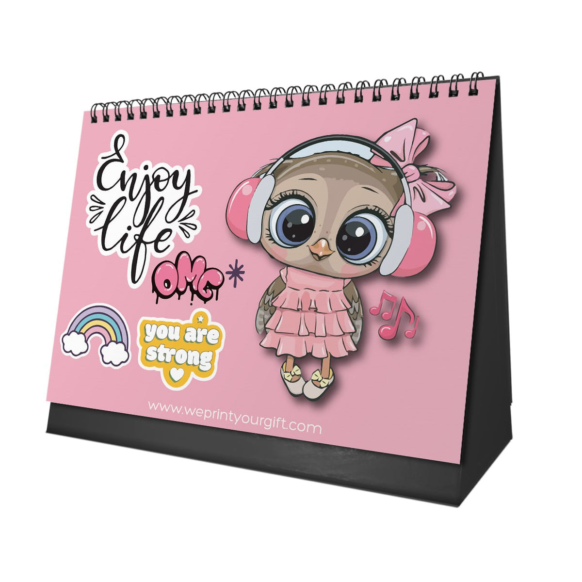 Cute Owl 2027 Desk Calendar – Pink Charm & Uplifting Words