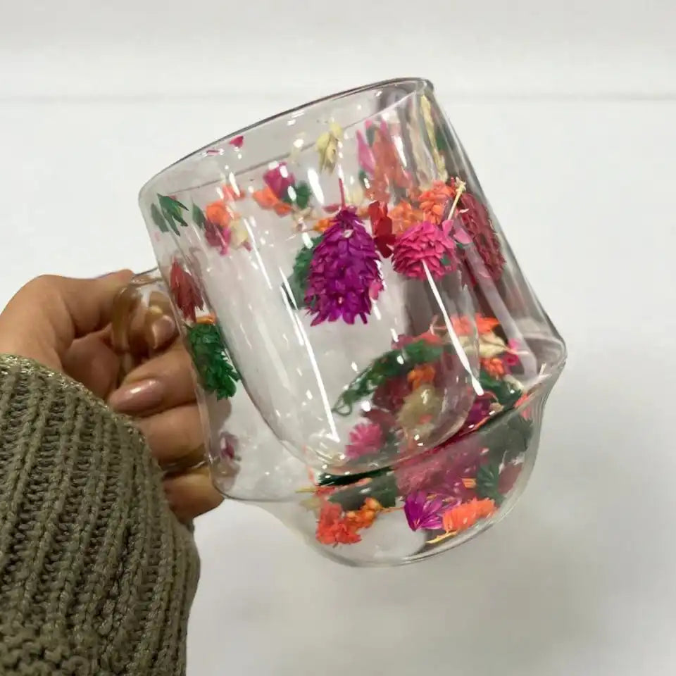 Floral double wall mug- Deep - Customization Option