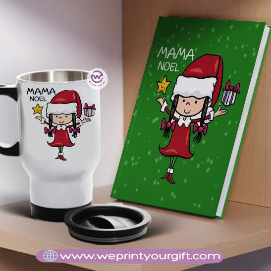 مجموعة دفاتر ملاحظات وأكواب سفر لعيد الميلاد - هدية شخصية مميزة | نطبع هديتك