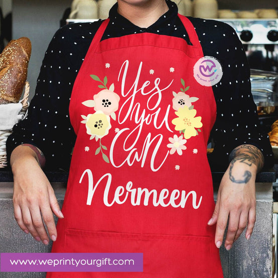 Motivational Personalized Apron – Custom Name Heavy Cotton Kitchen Apron with Pocket