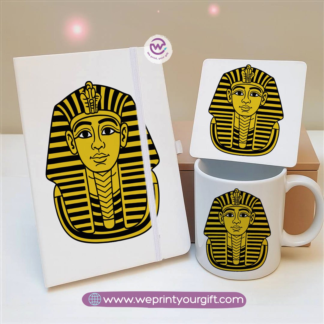 Egyptian Pharaonic Design Gift Set – Notebook, Mug & Coaster