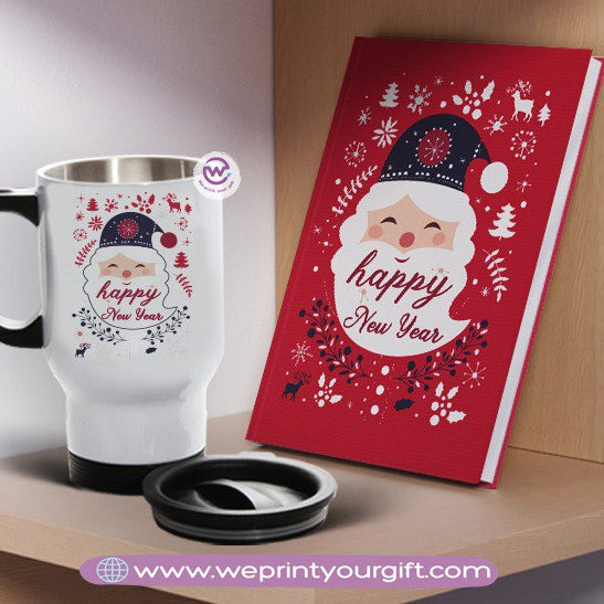 مجموعة دفاتر ملاحظات وأكواب سفر لعيد الميلاد - هدية شخصية مميزة | نطبع هديتك