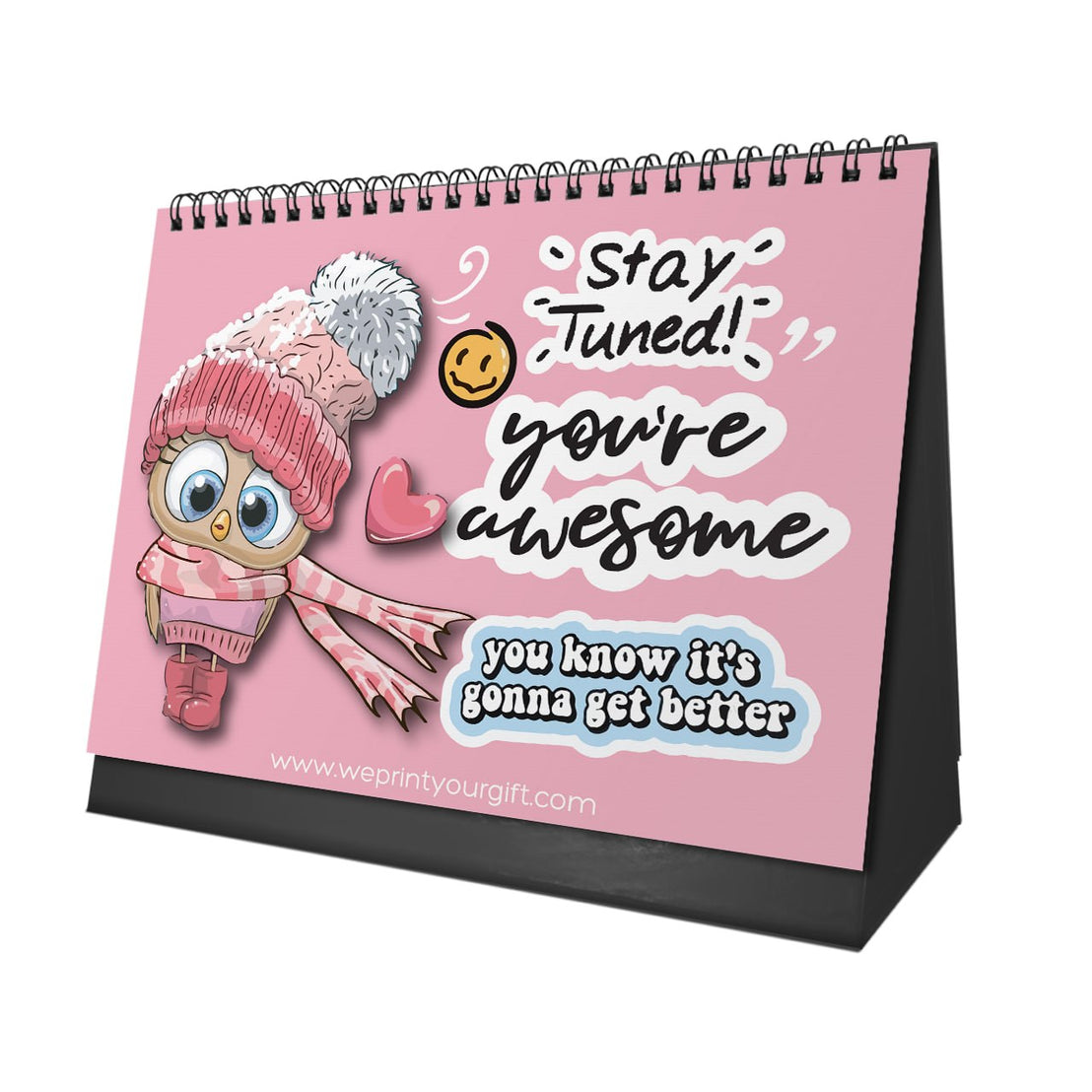 Cute Owl 2027 Desk Calendar – Pink Charm & Uplifting Words
