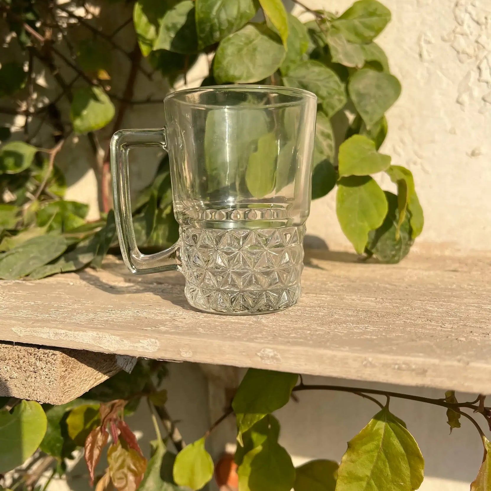 Clear Crystal Pattern Glass Mug – 250 ml | Customization Options - WE PRINT