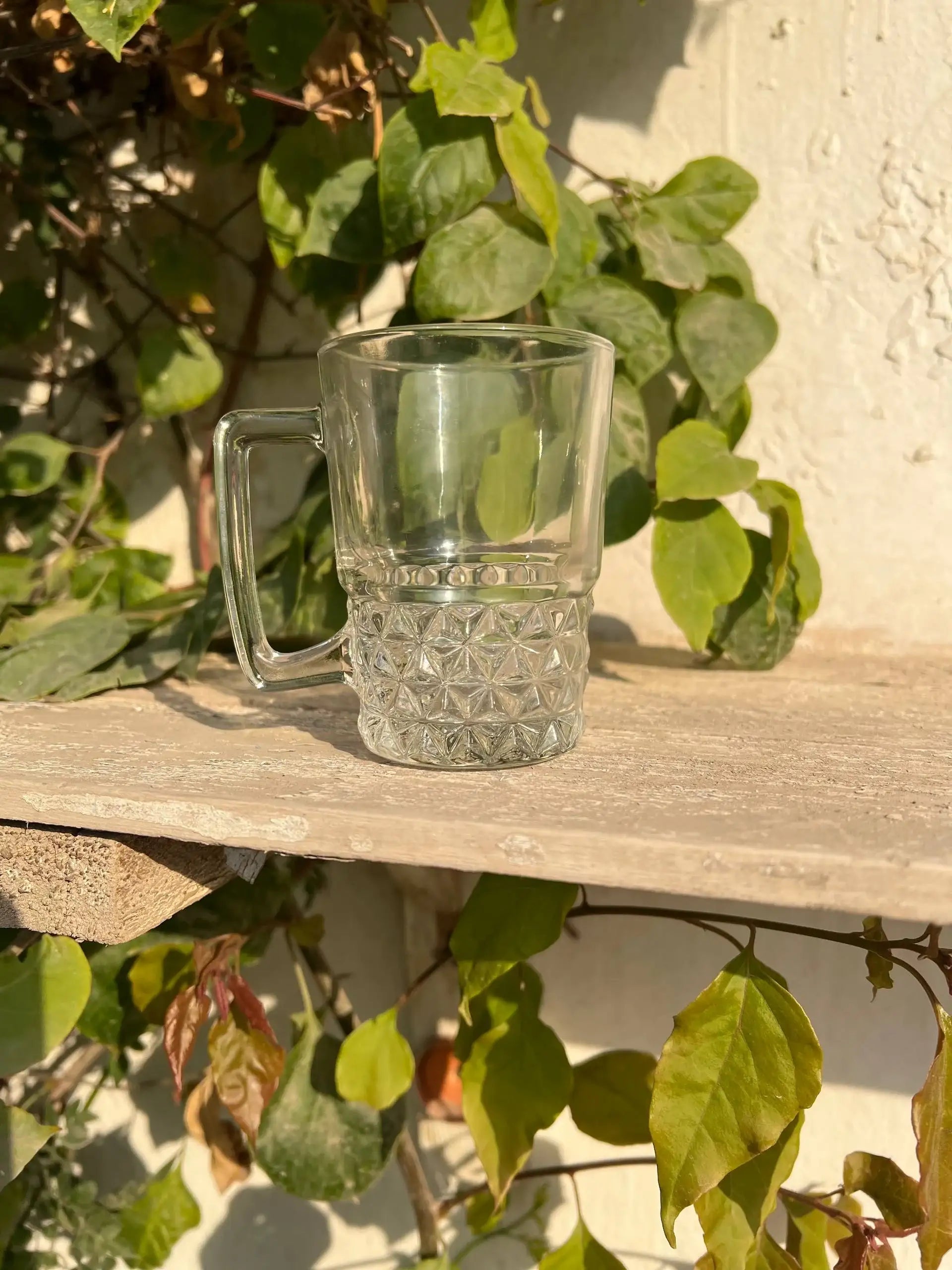 Clear Crystal Pattern Glass Mug – 250 ml | Customization Options - WE PRINT
