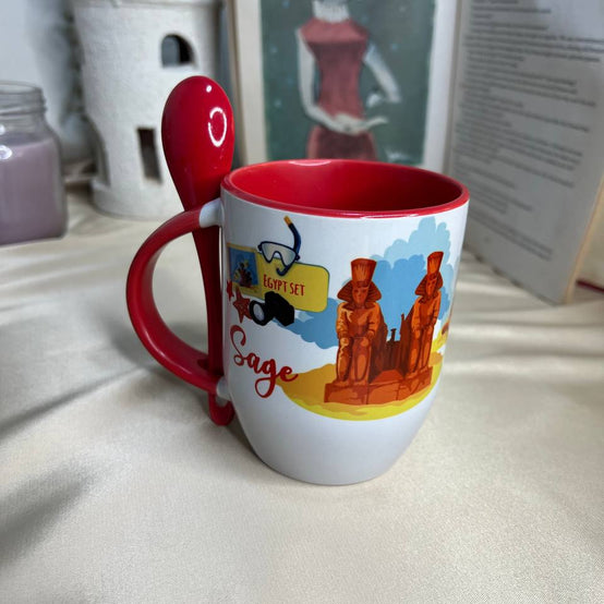 Red Mug with Spoon- Buy 2 get 1 Free