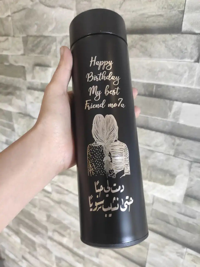 Black Thermal Thermos with screen Lid - Engrave -Buy 2 Get 1 Free