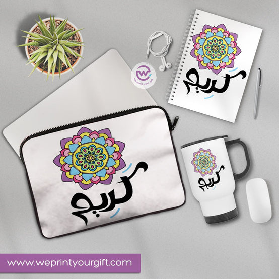 3-Piece Personalized Gift Set | Laptop Sleeve, Travel Mug & Hard Cover Notebook