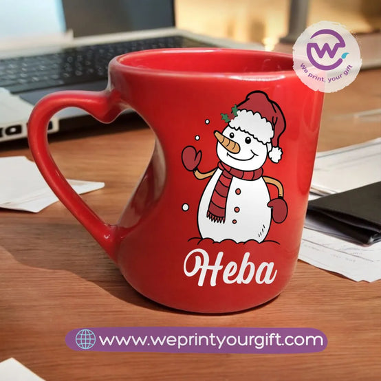 Red Heart Handle Mug- Christmas - WE PRINT