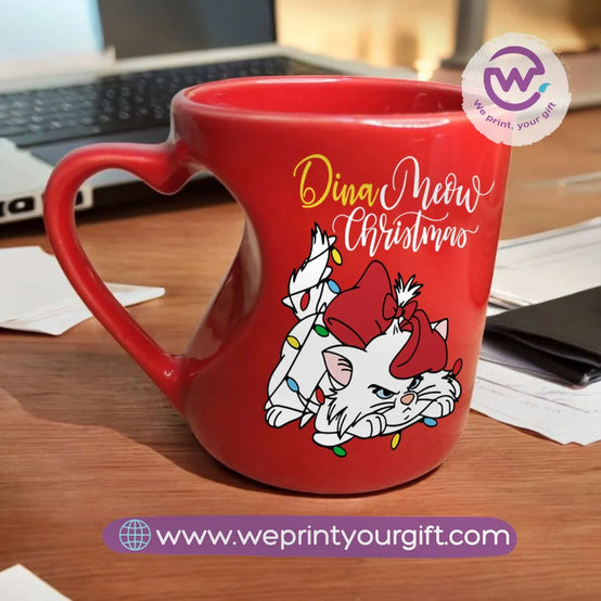 Red Heart Handle Mug- Christmas - WE PRINT