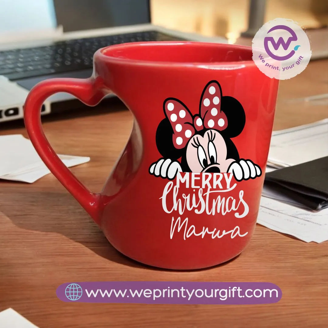 Red Heart Handle Mug- Christmas - WE PRINT