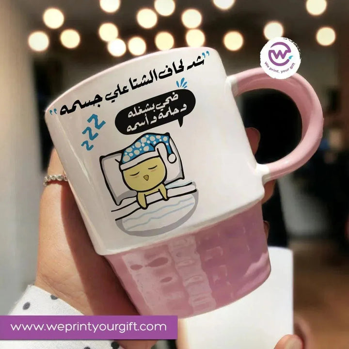 Ribbed Mug-pink -comics-B - WE PRINT