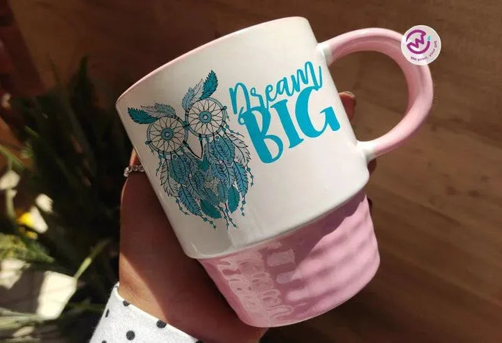 Ribbed Mug - Pink - Dream Catcher - WE PRINT