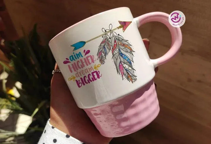 Ribbed Mug - Pink - Dream Catcher - WE PRINT