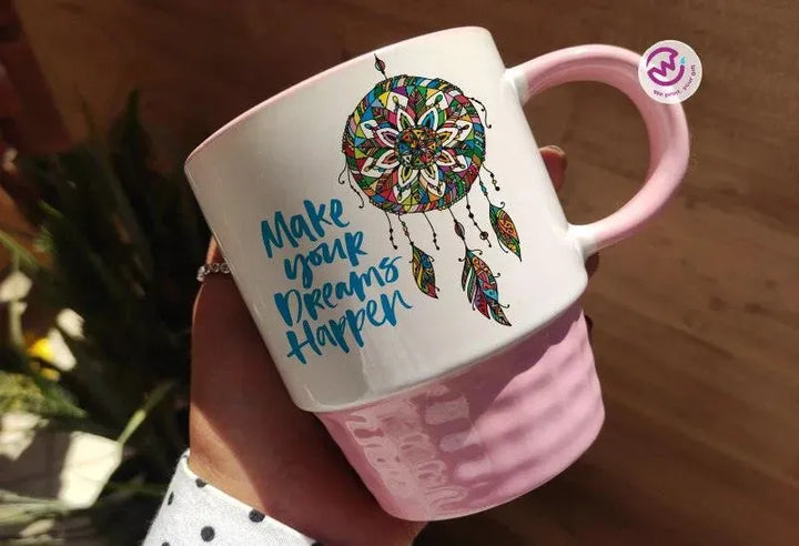 Ribbed Mug - Pink - Dream Catcher - WE PRINT