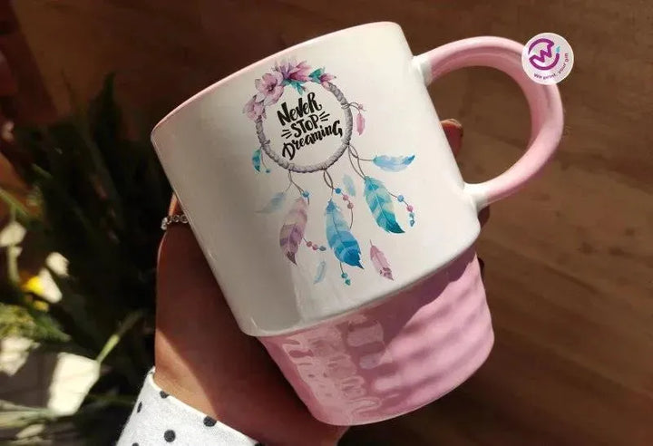 Ribbed Mug - Pink - Dream Catcher - WE PRINT