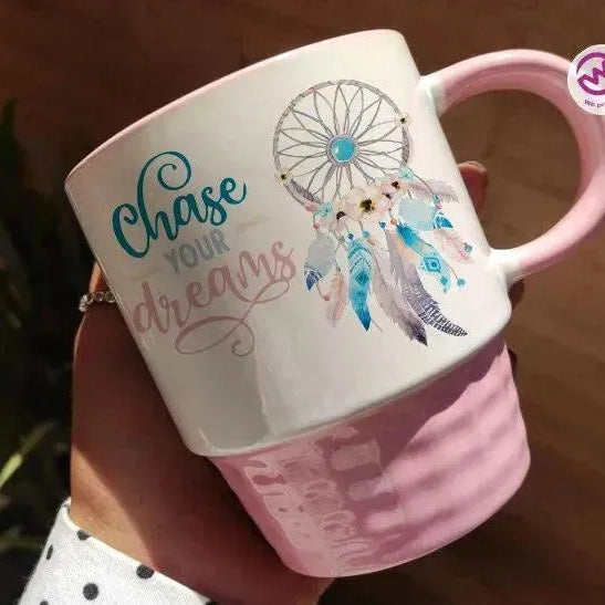 Ribbed Mug - Pink - Dream Catcher - WE PRINT