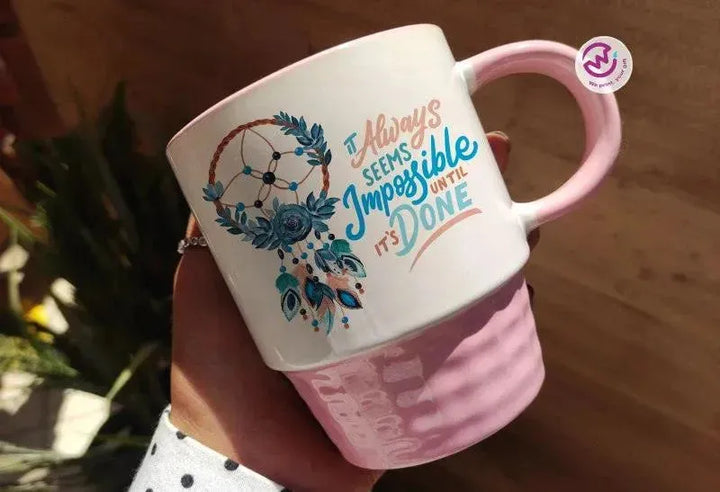 Ribbed Mug - Pink - Dream Catcher - WE PRINT