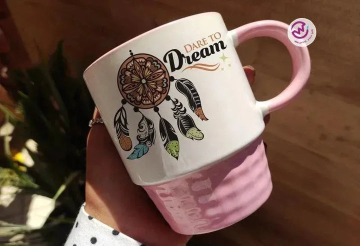 Ribbed Mug - Pink - Dream Catcher - WE PRINT