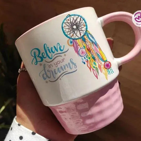 Ribbed Mug - Pink - Dream Catcher - WE PRINT