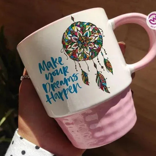 Ribbed Mug - Pink - Dream Catcher - WE PRINT
