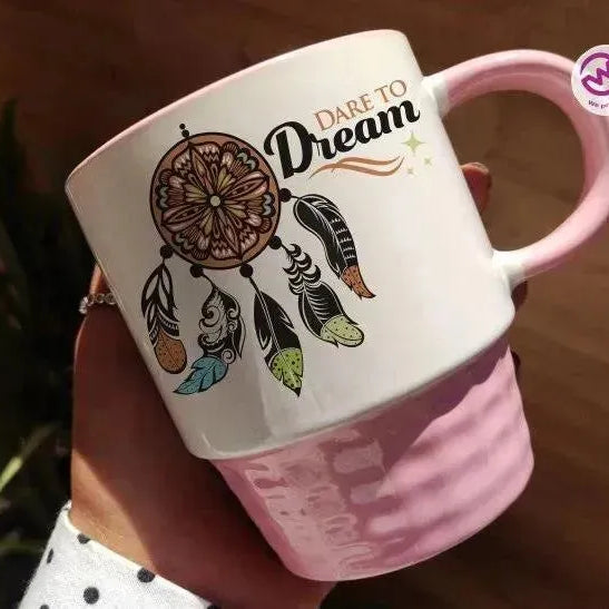 Ribbed Mug - Pink - Dream Catcher - WE PRINT