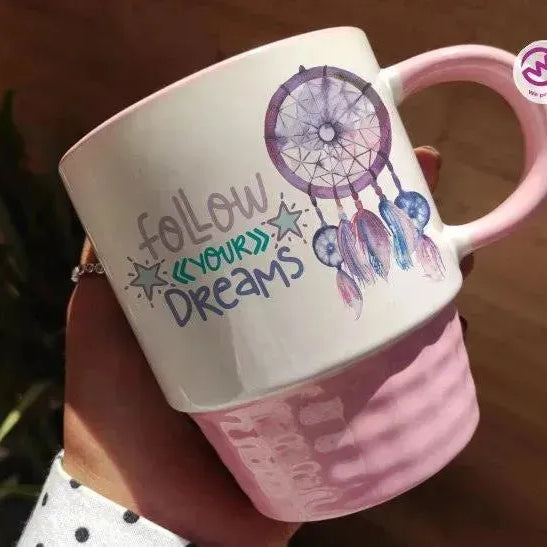 Ribbed Mug - Pink - Dream Catcher - WE PRINT
