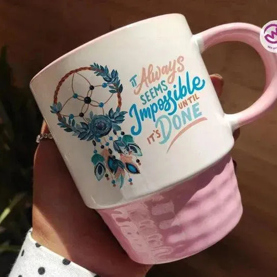 Ribbed Mug - Pink - Dream Catcher - WE PRINT