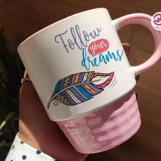 Ribbed Mug - Pink - Dream Catcher - WE PRINT