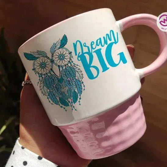 Ribbed Mug - Pink - Dream Catcher - WE PRINT