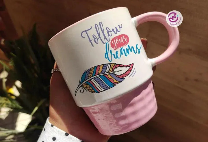 Ribbed Mug - Pink - Dream Catcher - WE PRINT