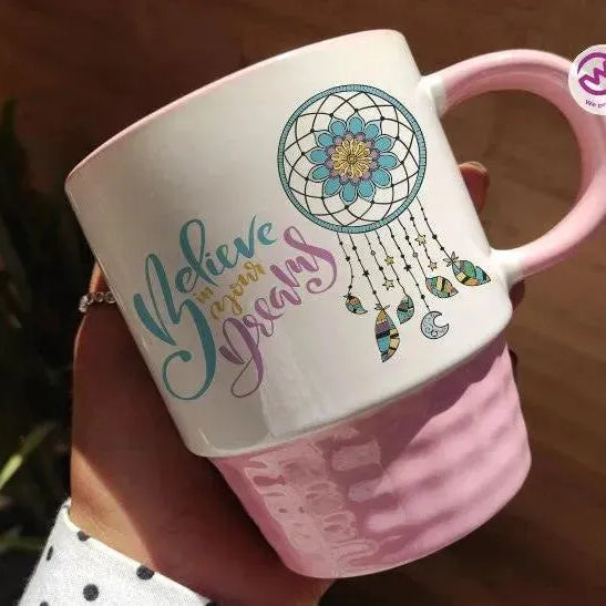 Ribbed Mug - Pink - Dream Catcher - WE PRINT