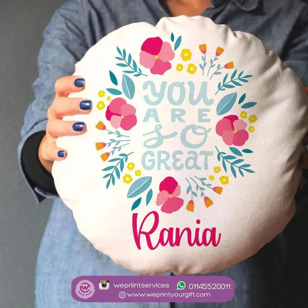 Round Cushion -Cotton -Floral - WE PRINT