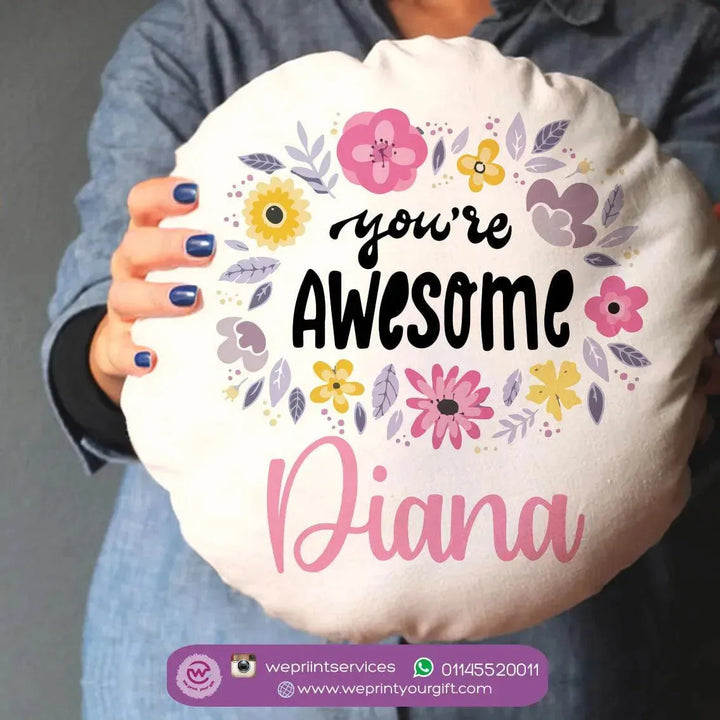 Round Cushion -Cotton -Floral - WE PRINT