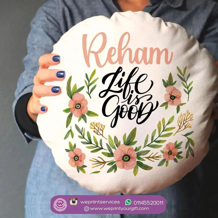 Round Cushion -Cotton -Floral - WE PRINT