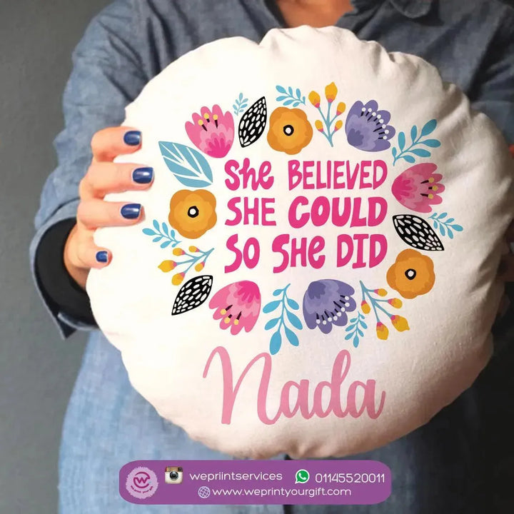 Round Cushion -Cotton -Floral - WE PRINT