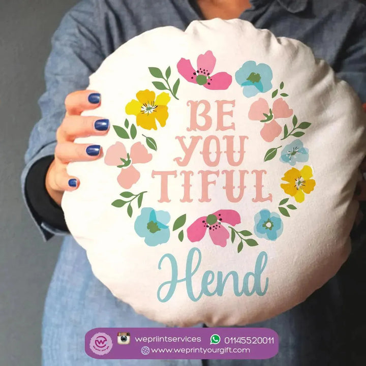 Round Cushion -Cotton -Floral - WE PRINT