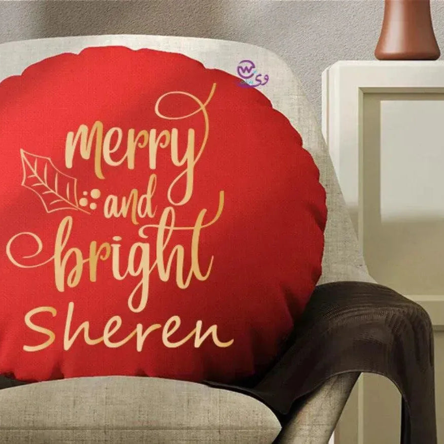 Round Cushion -Merry Christmas - WE PRINT
