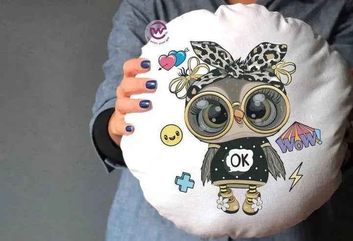 Round Cushion -Owls - WE PRINT