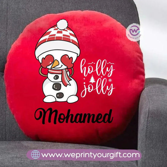 Round Cushion- Snow man - WE PRINT