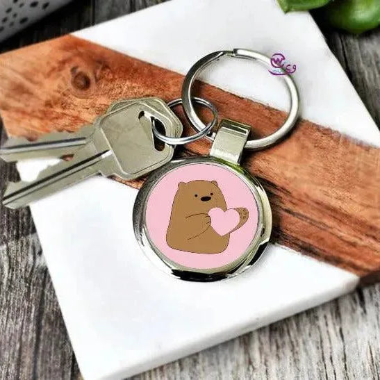 Round Metal Keychain - Three Bears - WE PRINT