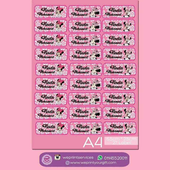 School Waterproof label - Minnie - WE PRINT