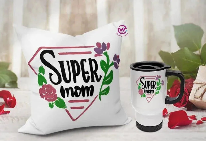 Set- ( Canvas Cushion Square Shape +Travel Mug ) -Mother's Day 1 - WE PRINT